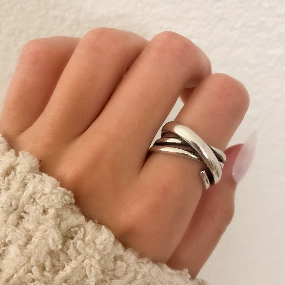 925 Sterling Silver Chunky Wrap Ring Minimalist Thick Bold Ring